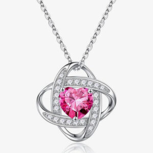 925 Sterling Silver Love Knot Birthstone Necklace