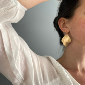 Big gold leaf earrings