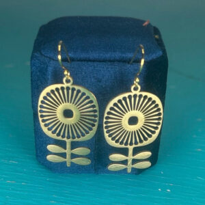 Gold or Silver Retro Scandinavian Flower Statement Earrings