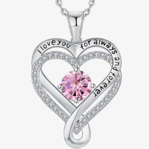 Infinity Heart Birthstone I Love You Necklace for Women S925 Sterling Silver