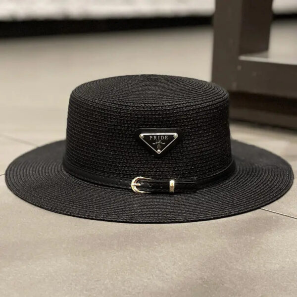 New Triangular Metal Logo Straw Woven Hat For Children's Spring - Image 7